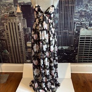 Sachin + Babi Black Maxi Dress with Pink & White Floral Print